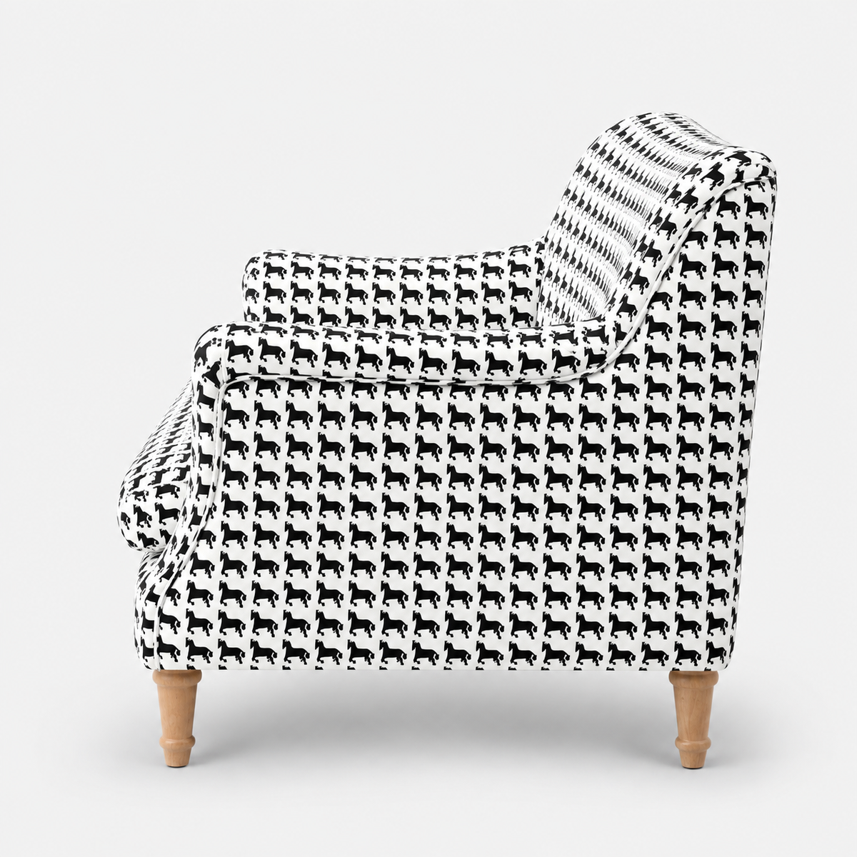 Capri Classic Houndstooth 2 Seater Premium Polyester Upholstered Sofa in White & Black