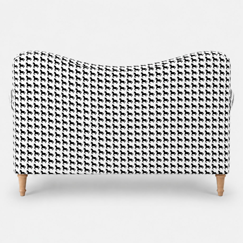 Capri Classic Houndstooth 2 Seater Premium Polyester Upholstered Sofa in White & Black