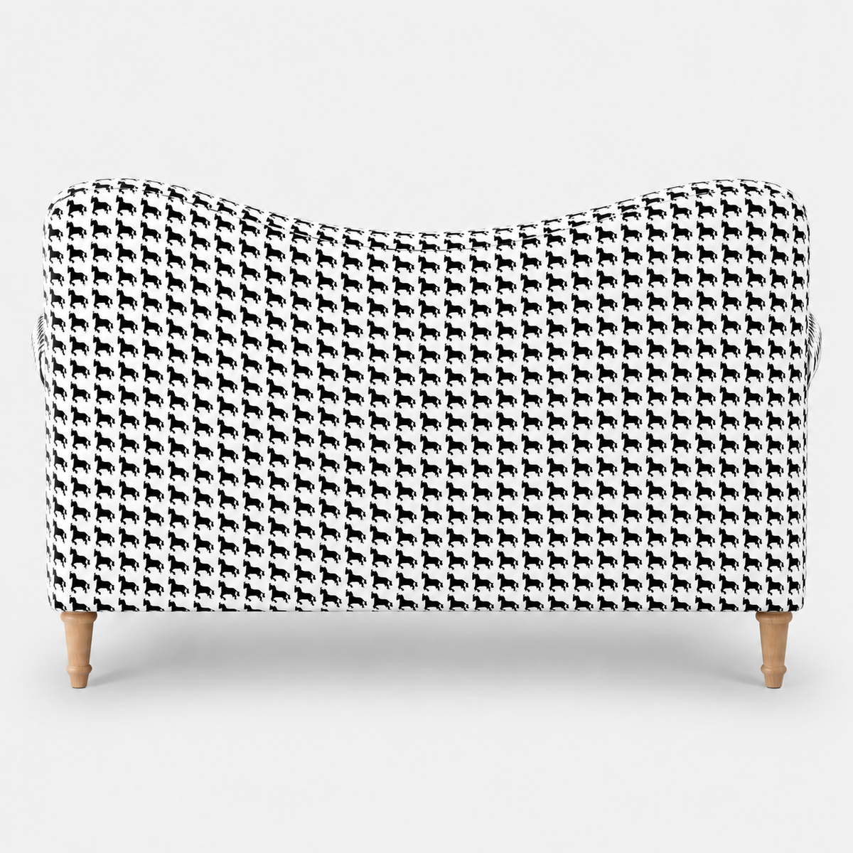 Capri Classic Houndstooth 2 Seater Premium Polyester Upholstered Sofa in White & Black