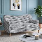 Capri Classic Houndstooth 2 Seater Premium Polyester Upholstered Sofa in White & Black