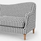 Capri Classic Houndstooth 3 Seater Premium Polyester Upholstered Sofa in White & Black