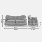 Capri Classic Houndstooth 3 Seater Premium Polyester Upholstered Sofa in White & Black