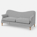 Capri Classic Houndstooth 3 Seater Premium Polyester Upholstered Sofa in White & Black
