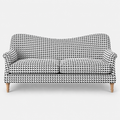 Capri Classic Houndstooth 3 Seater Premium Polyester Upholstered Sofa in White & Black
