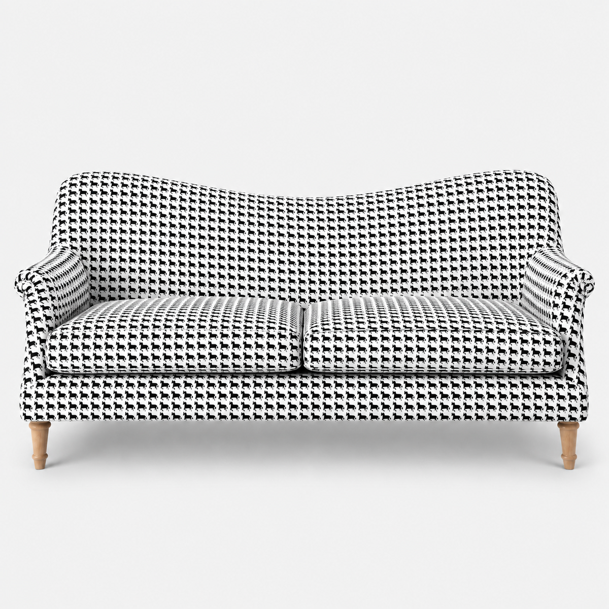 Capri Classic Houndstooth 3 Seater Premium Polyester Upholstered Sofa in White & Black