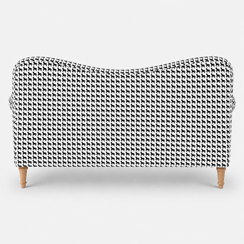 Capri Classic Houndstooth 3 Seater Premium Polyester Upholstered Sofa in White & Black
