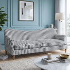 Capri Classic Houndstooth 3 Seater Premium Polyester Upholstered Sofa in White & Black