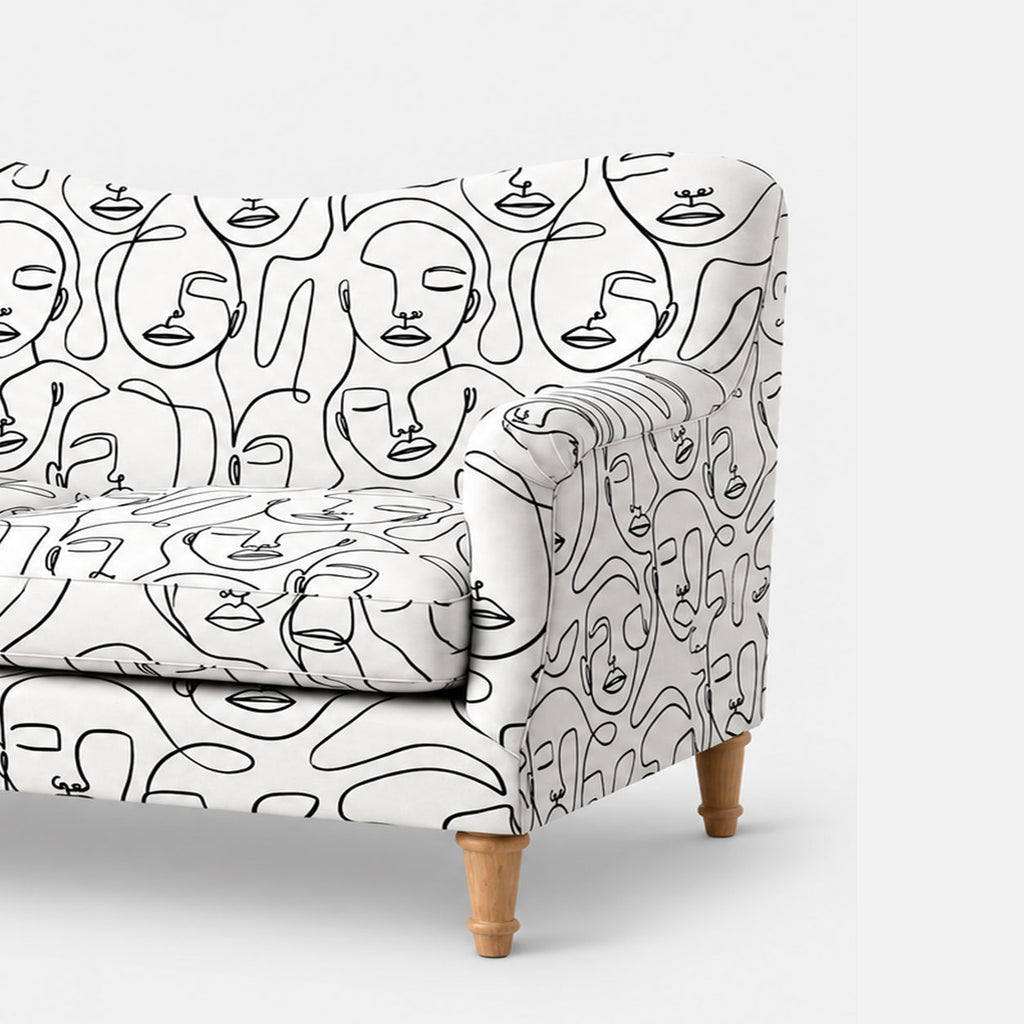 Capri Modern Muse 2 Seater Premium Polyester Upholstered Sofa in White & Black