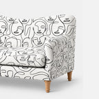 Capri Modern Muse 2 Seater Premium Polyester Upholstered Sofa in White & Black