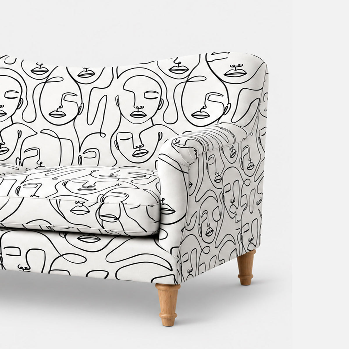 Capri Modern Muse 2 Seater Premium Polyester Upholstered Sofa in White & Black