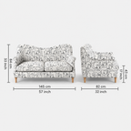 Capri Modern Muse 2 Seater Premium Polyester Upholstered Sofa in White & Black