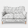 Capri Modern Muse 2 Seater Premium Polyester Upholstered Sofa in White & Black