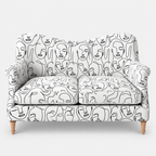 Capri Modern Muse 2 Seater Premium Polyester Upholstered Sofa in White & Black