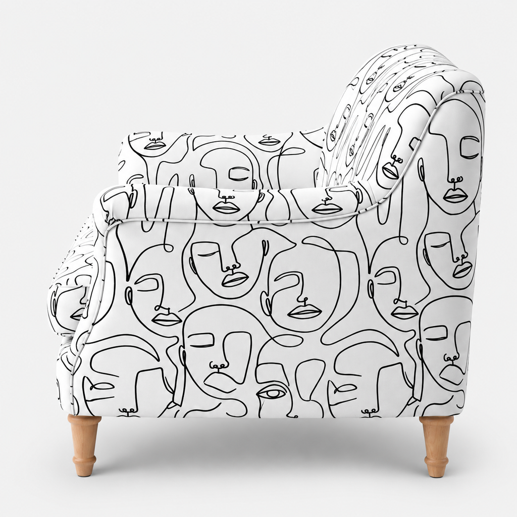 Capri Modern Muse 2 Seater Premium Polyester Upholstered Sofa in White & Black