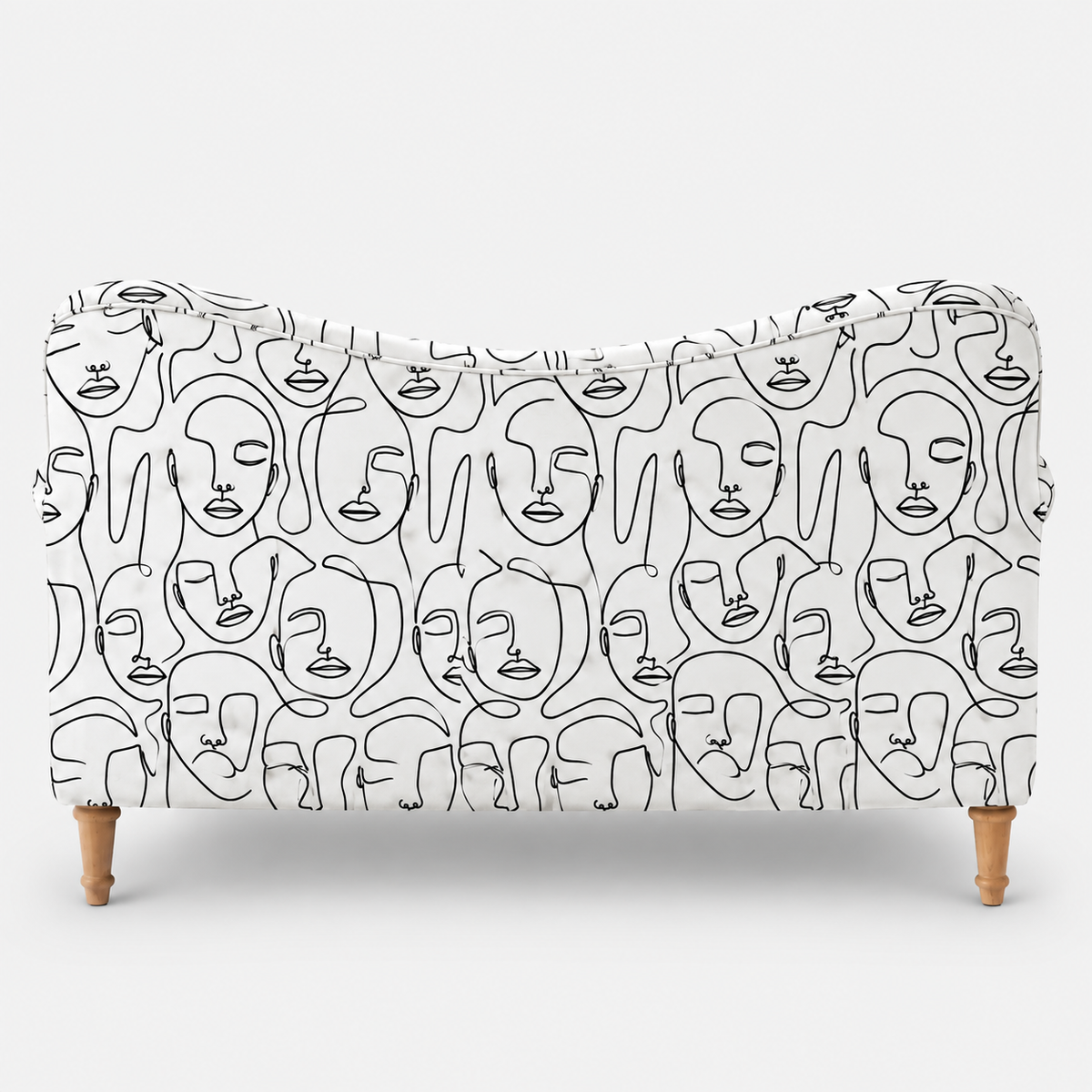 Capri Modern Muse 2 Seater Premium Polyester Upholstered Sofa in White & Black