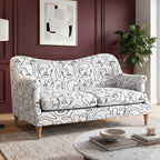 Capri Modern Muse 2 Seater Premium Polyester Upholstered Sofa in White & Black