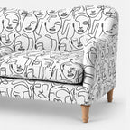 Capri Modern Muse 3 Seater Premium Polyester Upholstered Sofa in White & Black