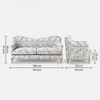 Capri Modern Muse 3 Seater Premium Polyester Upholstered Sofa in White & Black