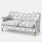 Capri Modern Muse 3 Seater Premium Polyester Upholstered Sofa in White & Black