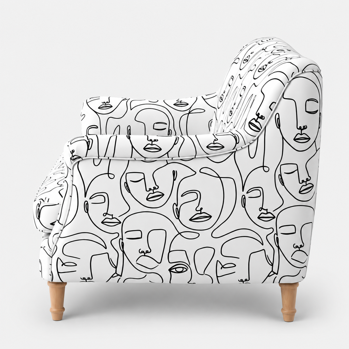Capri Modern Muse 3 Seater Premium Polyester Upholstered Sofa in White & Black