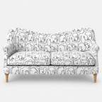 Capri Modern Muse 3 Seater Premium Polyester Upholstered Sofa in White & Black