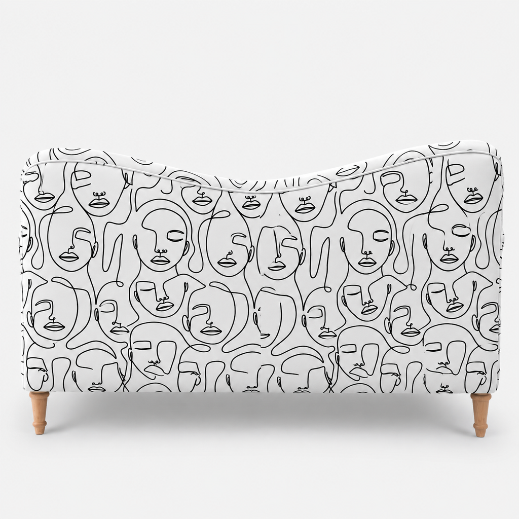 Capri Modern Muse 3 Seater Premium Polyester Upholstered Sofa in White & Black