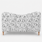 Capri Modern Muse 3 Seater Premium Polyester Upholstered Sofa in White & Black