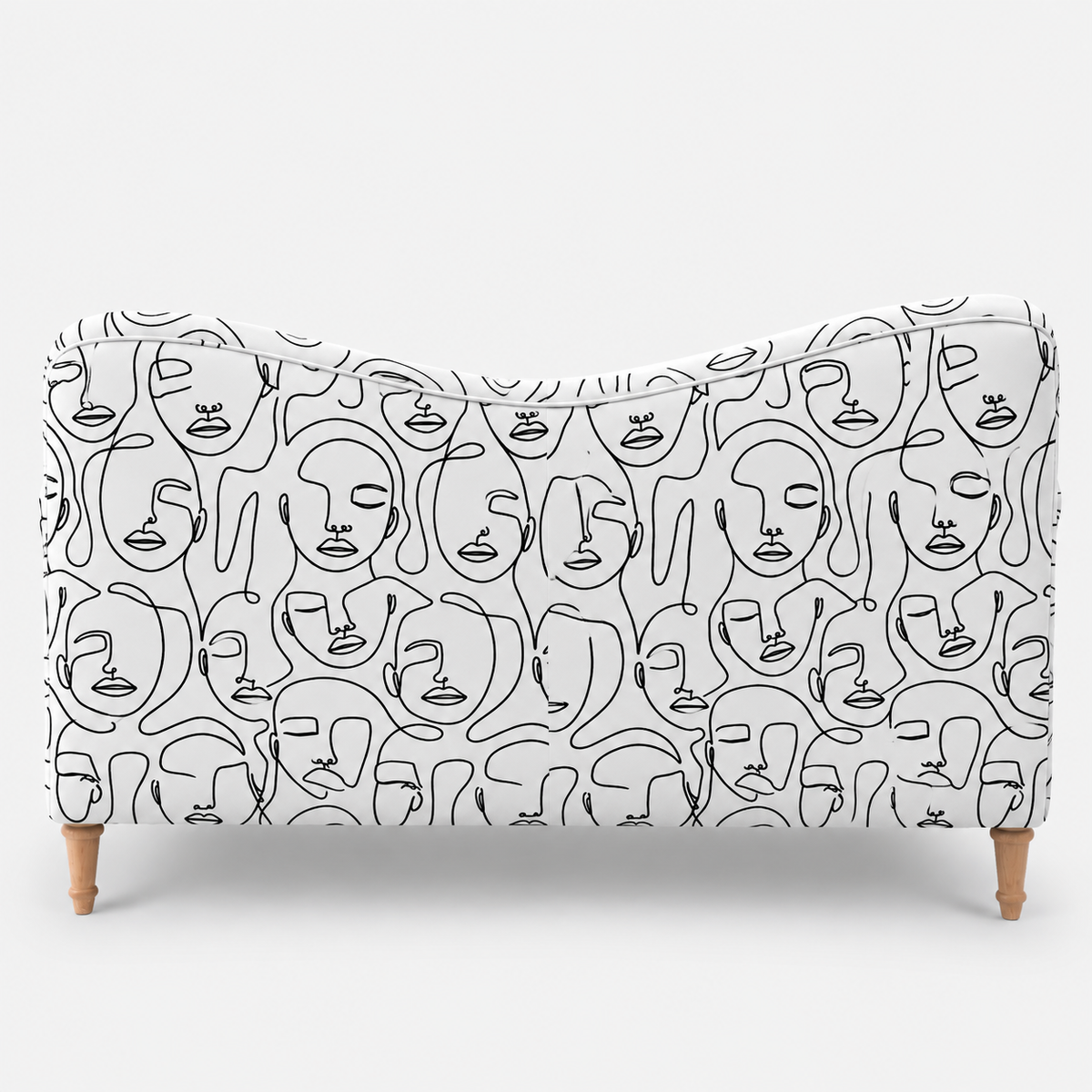 Capri Modern Muse 3 Seater Premium Polyester Upholstered Sofa in White & Black