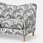 Capri Safari Sketch 2 Seater Premium Polyester Upholstered Sofa in White & Black