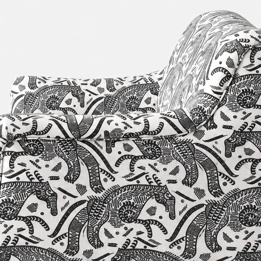 Capri Safari Sketch 2 Seater Premium Polyester Upholstered Sofa in White & Black