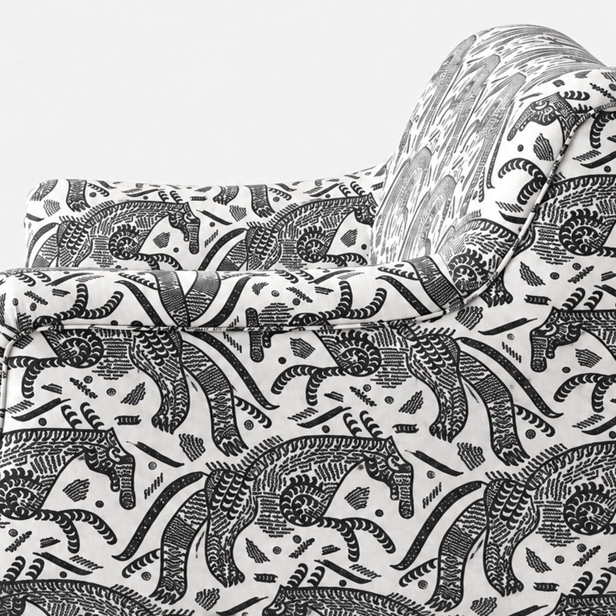 Capri Safari Sketch 2 Seater Premium Polyester Upholstered Sofa in White & Black