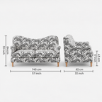 Capri Safari Sketch 2 Seater Premium Polyester Upholstered Sofa in White & Black