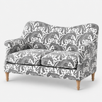 Capri Safari Sketch 2 Seater Premium Polyester Upholstered Sofa in White & Black