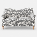 Capri Safari Sketch 2 Seater Premium Polyester Upholstered Sofa in White & Black