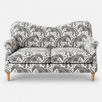 Capri Safari Sketch 2 Seater Premium Polyester Upholstered Sofa in White & Black