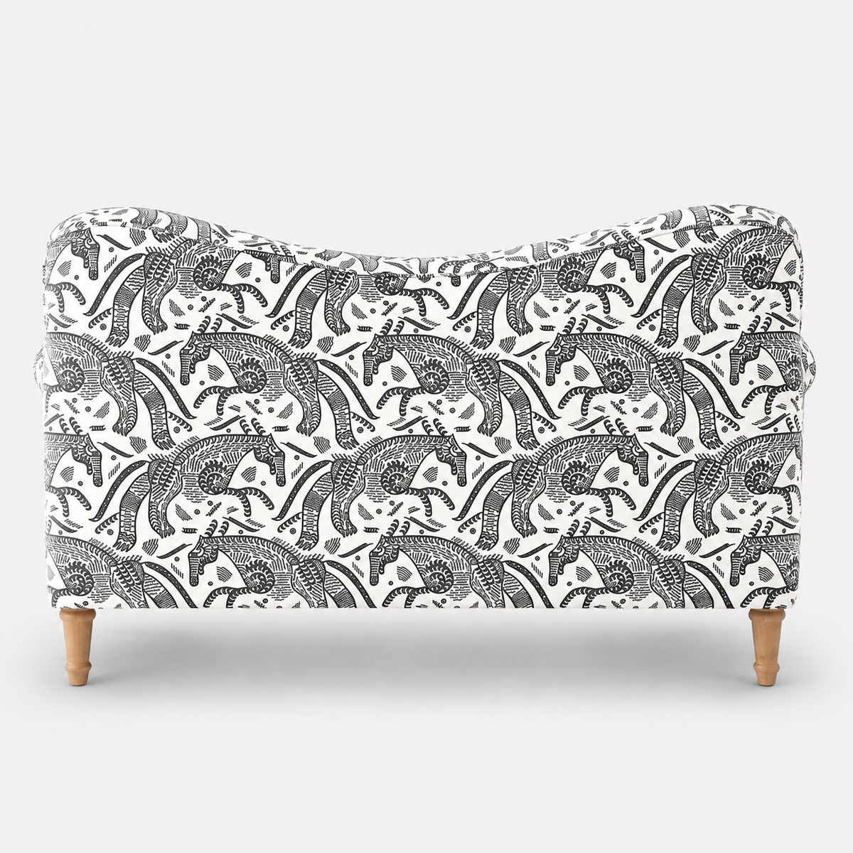 Capri Safari Sketch 2 Seater Premium Polyester Upholstered Sofa in White & Black