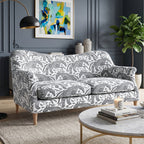 Capri Safari Sketch 2 Seater Premium Polyester Upholstered Sofa in White & Black