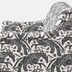 Capri Safari Sketch 3 Seater Premium Polyester Upholstered Sofa in White & Black