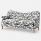 Capri Safari Sketch 3 Seater Premium Polyester Upholstered Sofa in White & Black