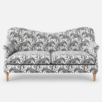 Capri Safari Sketch 3 Seater Premium Polyester Upholstered Sofa in White & Black