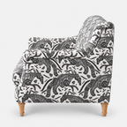 Capri Safari Sketch 3 Seater Premium Polyester Upholstered Sofa in White & Black