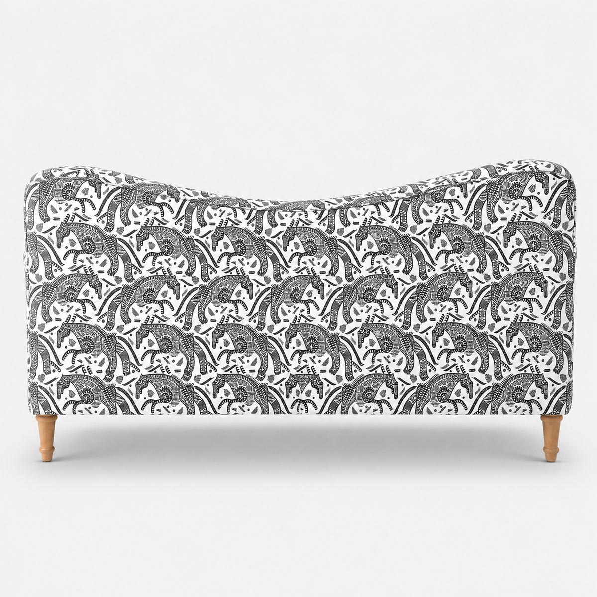 Capri Safari Sketch 3 Seater Premium Polyester Upholstered Sofa in White & Black