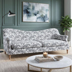 Capri Safari Sketch 3 Seater Premium Polyester Upholstered Sofa in White & Black