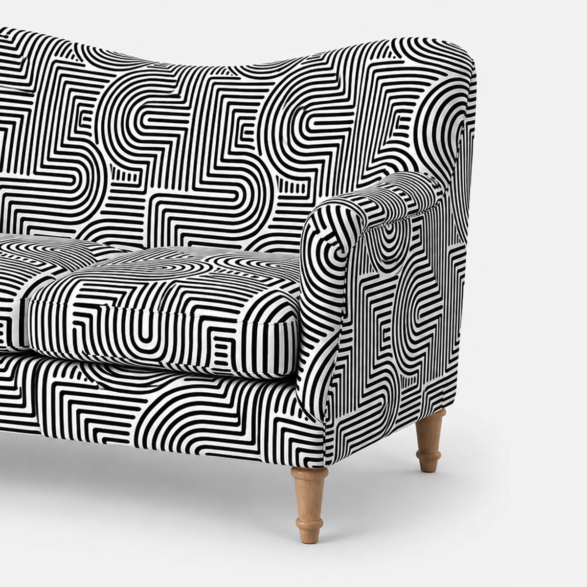 Capri Urban Maze 2 Seater Premium Polyester Upholstered Sofa in White & Black