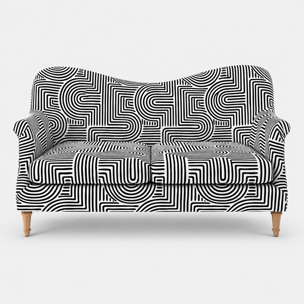 Capri Urban Maze 2 Seater Premium Polyester Upholstered Sofa in White & Black