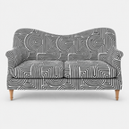 Capri Urban Maze 2 Seater Premium Polyester Upholstered Sofa in White & Black