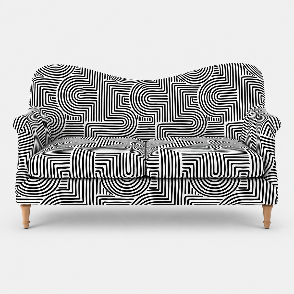 Capri Urban Maze 2 Seater Premium Polyester Upholstered Sofa in White & Black