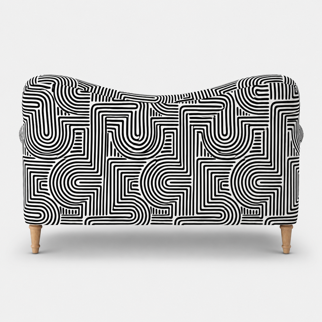 Capri Urban Maze 2 Seater Premium Polyester Upholstered Sofa in White & Black