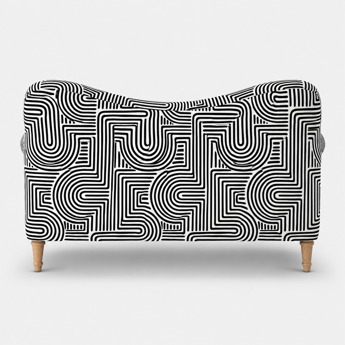 Capri Urban Maze 2 Seater Premium Polyester Upholstered Sofa in White & Black