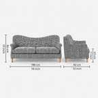Capri Urban Maze 3 Seater Premium Polyester Upholstered Sofa in White & Black